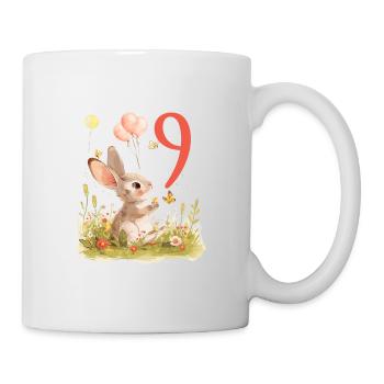 Geburtstag 9 Hase Waldtier Mädchen Neun 9 Jahre al - Tasse - Weiß - Rechts