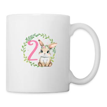 Geburtstag 2 Hase Waldtier Mädchen Zwei 2 Jahre al - Tasse - Weiß - Rechts
