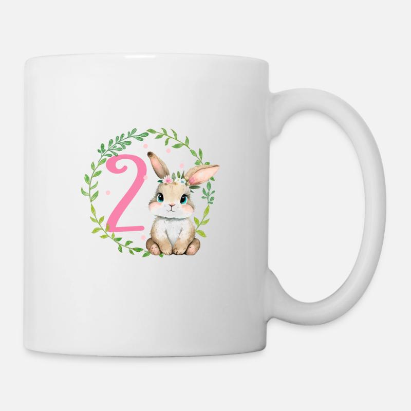 Geburtstag 2 Hase Waldtier Mädchen Zwei 2 Jahre al - Tasse - Weiß