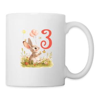 Geburtstag 3 Hase Waldtier Mädchen Drei 3 Jahre al - Tasse - Weiß - Rechts