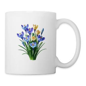 blue yellow crocus blossoms spring flower floral - Mug - white - Right