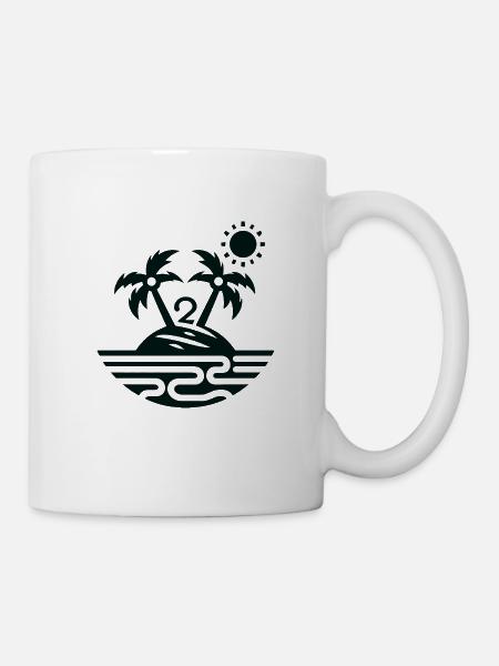 Île avec 2 palmiers - Mug blanc - blanc