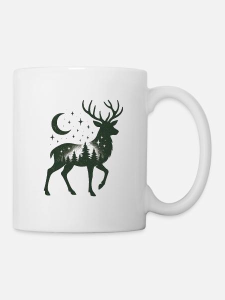 Sternenwald Hirsch Silhouette - Tasse - Weiß
