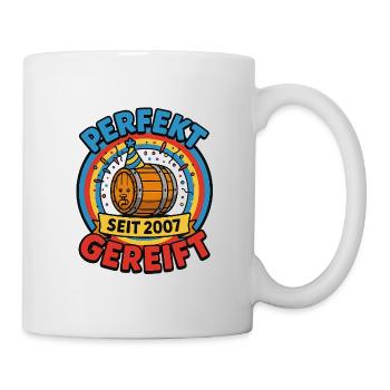 Perfekt gereift – 18. Geburtstag, Jahrgang 2007 - Tasse - Weiß - Rechts