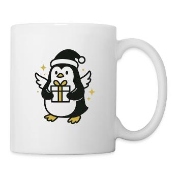 Penguin with gift and Santa hat - Mug - white - Right