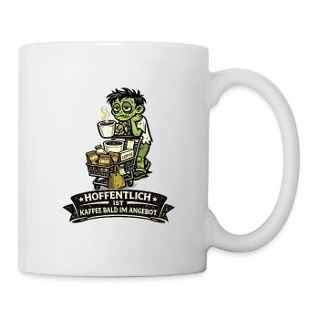 Kaffeezombie am Schnäppchenwagen - Tasse - Weiß - Rechts