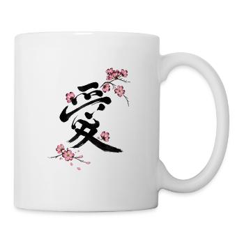 Japanese Kanji Love with Cherry Blossom Sakura - Mug - white - Right