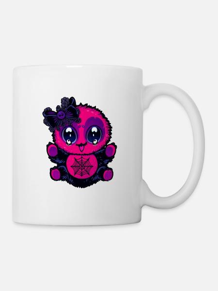 Kawaii Spinnenbaby mit Netz - Tasse - Weiß