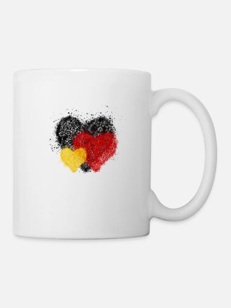 3er Herz Deutschland Flagge Vintage - Tasse - Weiß