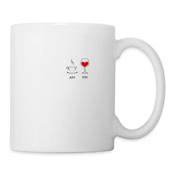 AM Coffee PM Wine Cappuccino Red Wine Fun Gift - Mug - white - Right
