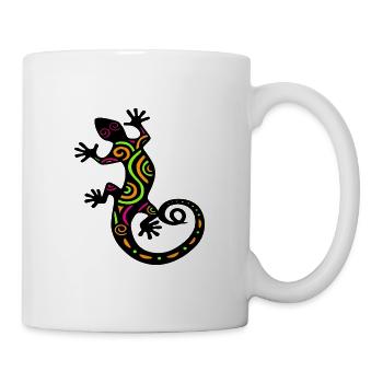 Gecko bunt Zeichnung - Tasse - Weiß - Rechts