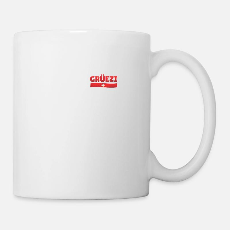 Suisse Grüezi Drapeau suisse Schwiiz Croix - Mug blanc - blanc