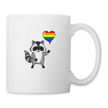 Raccoon Heart Balloon LGBT Gay Pride - Mug - white - Right