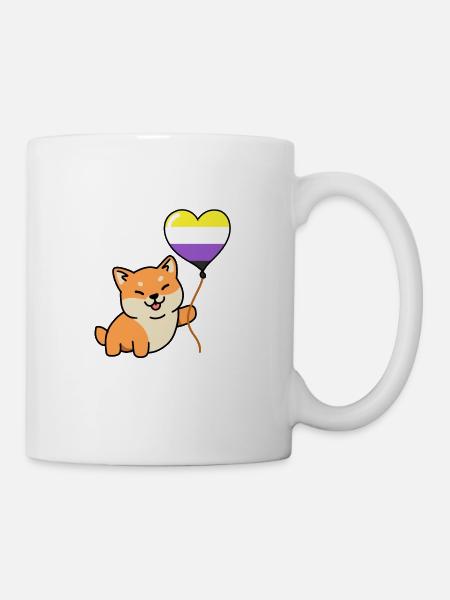 Shiba Inu Nonbinary Pride Ballon Nonbinary Pride - Tasse - Weiß