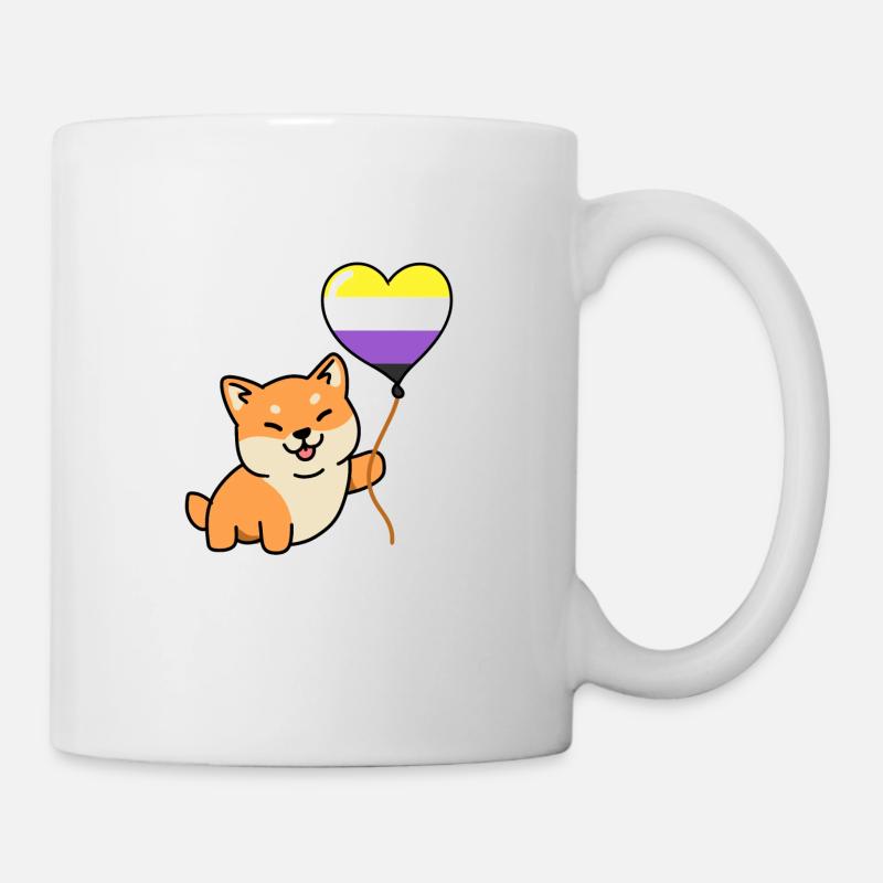 Shiba Inu Nonbinary Pride Ballon Nonbinary Pride - Tasse - Weiß