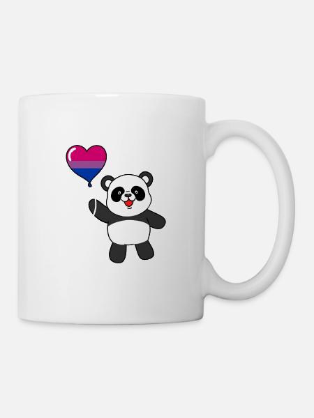 Panda Bisexual Pride Heart Balloon - Mug - white