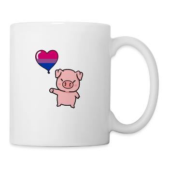 Schwein Herzballon Bisexual Pride - Tasse - Weiß - Rechts