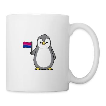 Pinguin mit Bisexual Pride Flagge - Tasse - Weiß - Rechts