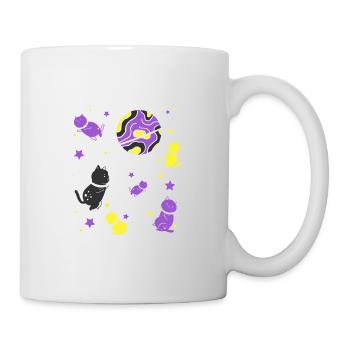 Nonbinary Pride Katze im Weltraum - Tasse - Weiß - Rechts