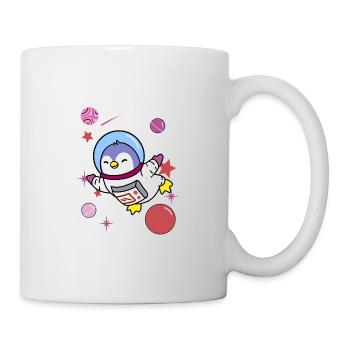Lesbischer Pinguin im Weltraum Lesbian Pride - Tasse - Weiß - Rechts