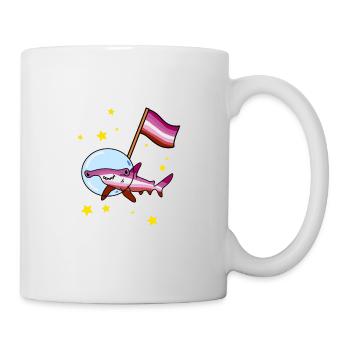 Lesbischer Hammerhai im Weltraum Lesbian Pride - Tasse - Weiß - Rechts