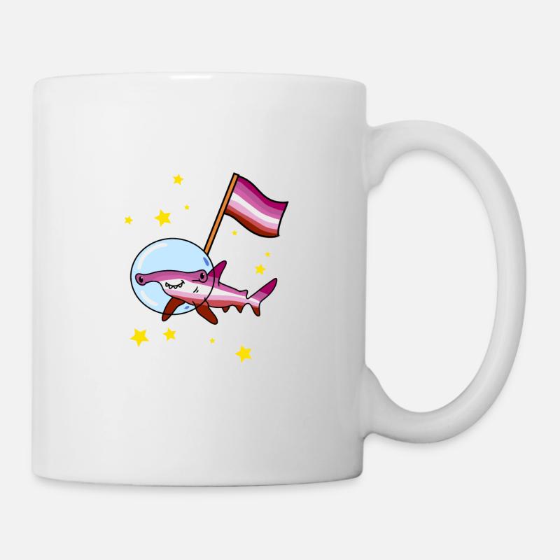 Requin-marteau lesbien dans l’espace Lesbian Pride - Mug blanc - blanc