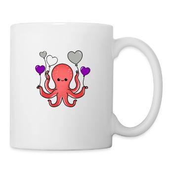 Oktopus Herzballon Graysexual Pride - Tasse - Weiß - Rechts