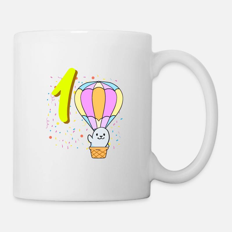1 Jahr Alt Luftballon Robbe Geburtstag - Tasse - Weiß