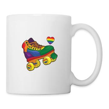 Regenbogen-Rollschuhe LGBT Gay Pride Monat - Tasse - Weiß - Rechts