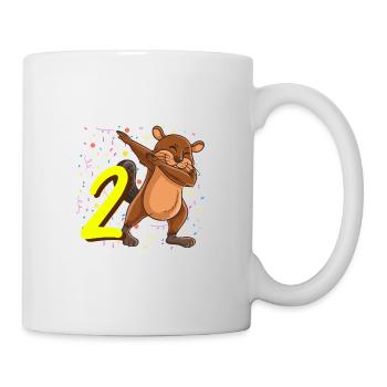 2 years old beaver animal birthday - Mug - white - Right