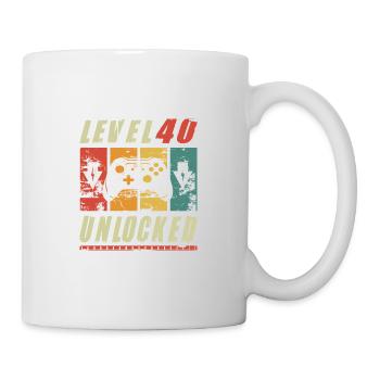Niveau 40 Joueur débloqué présentant un cadeau de 40e anniversaire - Mug blanc - blanc - Droite