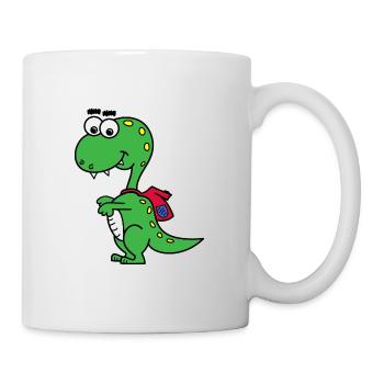 T-Rex mit Rucksack - Tasse - Weiß - Rechts