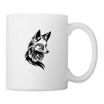 Elegantes Fuchs Porträt in tribal Tattoo Tinte - Tasse - Weiß - Rechts