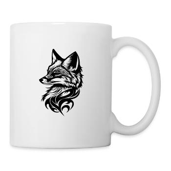 Fox Portrait in Tribal Tattoo Ink - Mug - white - Right