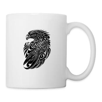 Adler in Vintage Tattoo Tribal Feder Style - Tasse - Weiß - Rechts