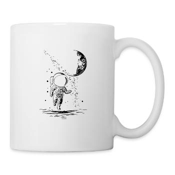 Astronaut in infinity with moon - Mug - white - Right