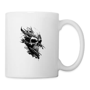 Vintage Gruseliger Tattoo Schädel - Tasse - Weiß - Rechts