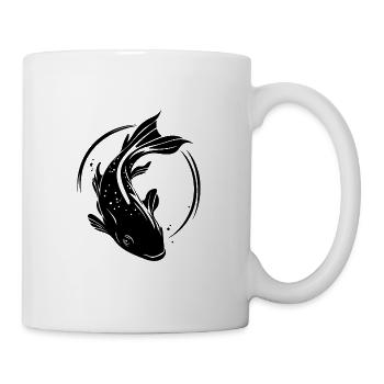 Koi Karpfen - niedlicher vintage Karpfenfisch - Tasse - Weiß - Rechts
