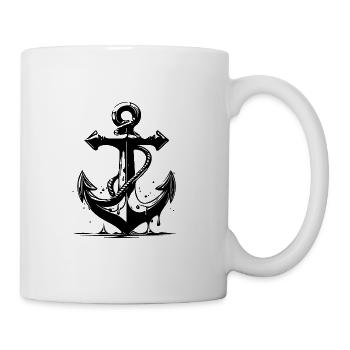 Vintage Old Wet Anchor with Rope - Mug - white - Right