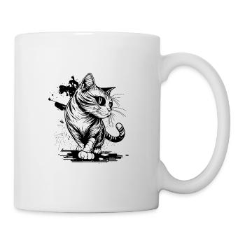 Chat mignon avec des pattes dans le style tatouage - Mug blanc - blanc - Droite