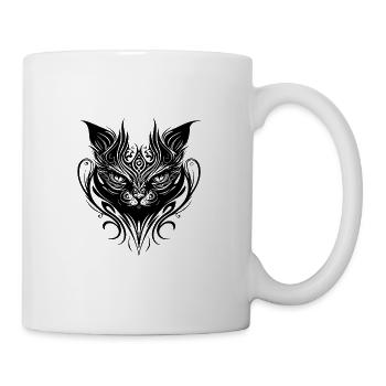 Chat de tatouage tribal - Mug blanc - blanc - Droite