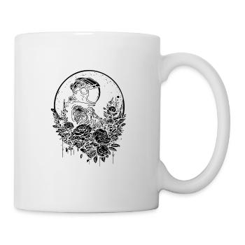 Astronaut im Vintage Blumenbeet mit Mondlicht - Tasse - Weiß - Rechts