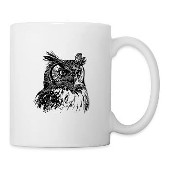 Elegante Vintage Wald Eule - Tasse - Weiß - Rechts