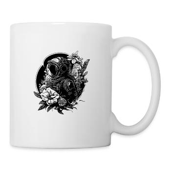 Astronaut mit Blumen im Mondlicht - Tasse - Weiß - Rechts