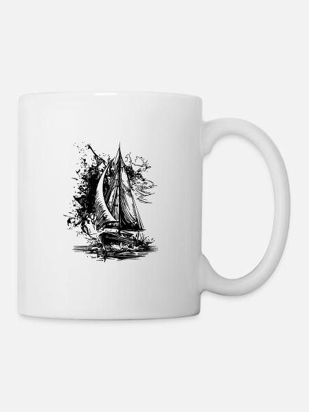 Schnittiges Sport Segelschiff mit Segeln - Tasse - Weiß