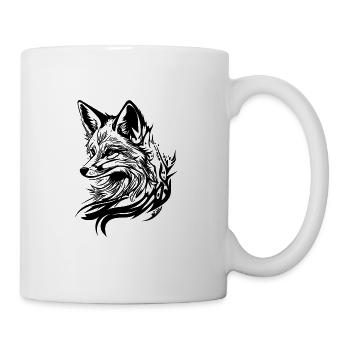 Elegant cute fox in tattoo ink - Mug - white - Right