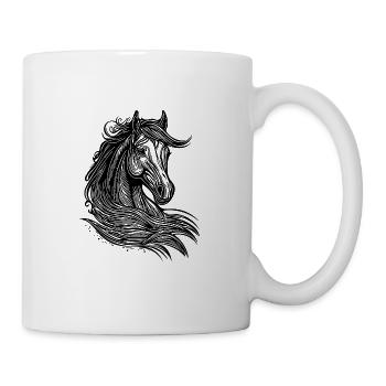 Portrait élégant de juments avec crinière dans le vent - Mug blanc - blanc - Droite