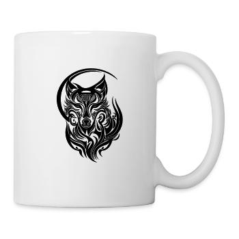 Vintage Wolfportrait Tribal Tattoo Style - Tasse - Weiß - Rechts