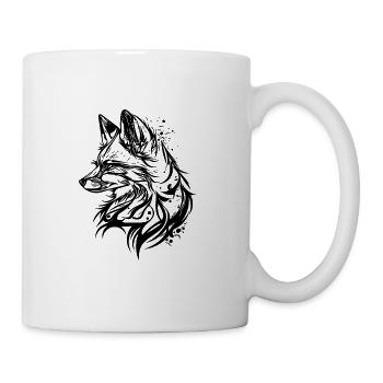 Elegant fox in tribal tattoo ink - Mug - white - Right