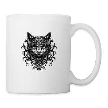 Schöne Vintages Katzen Tattoo - Tasse - Weiß - Rechts